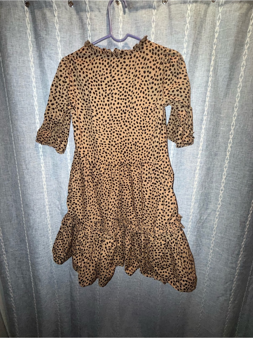 J. Crew Brown Polka Dot Tiered Wrap-Style Mini Dress - Picture 3 of 3